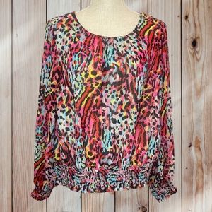 Marc New York Long Sleeve Smocked Blouse